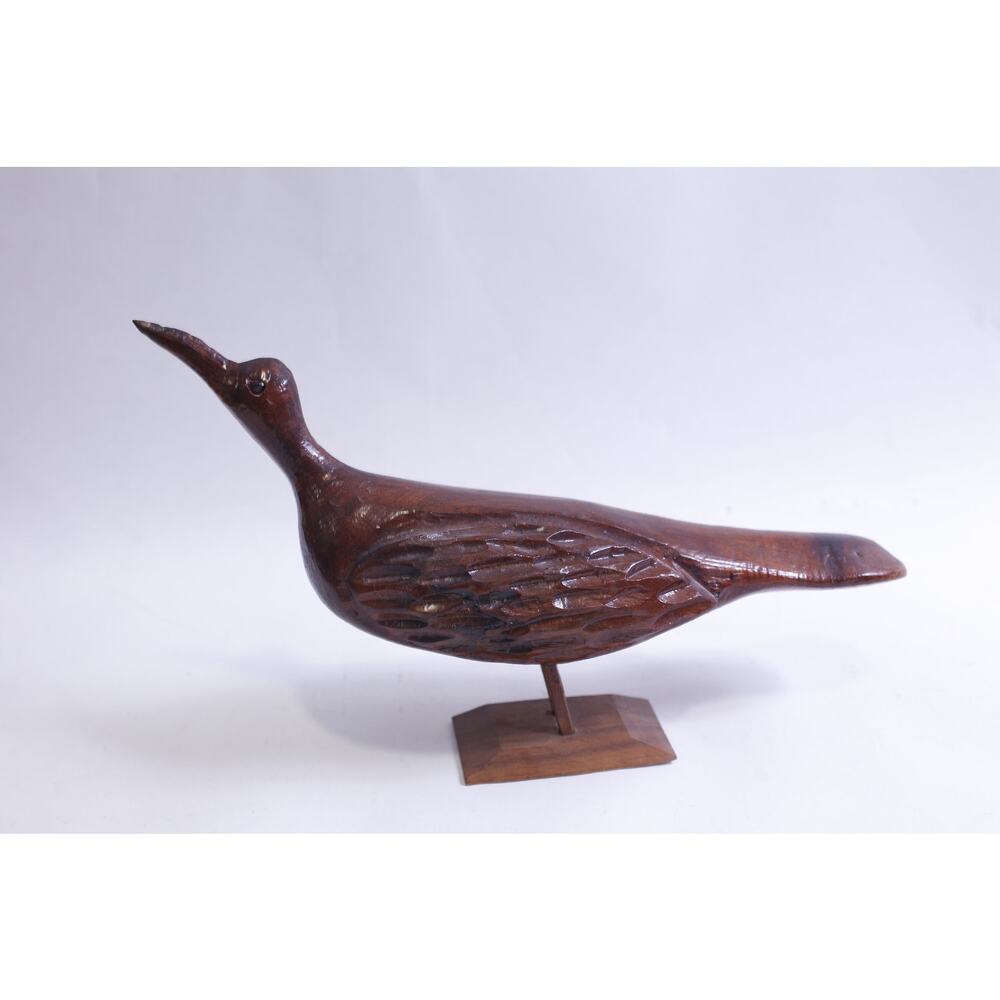 Carved Wooden Kiwi, Roadrunner, Waterfowl, Bird, 1970s, Brown, Wood, Figure - Picture 2 of 3